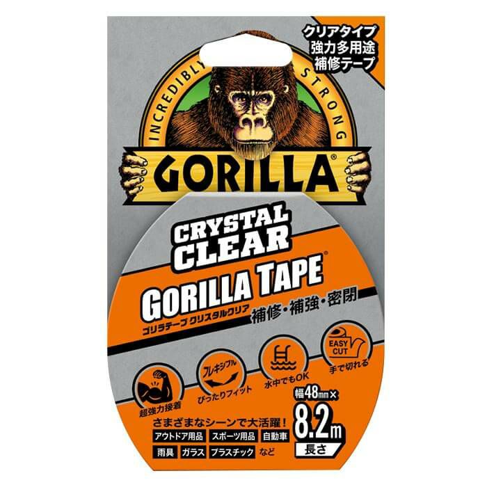 【ゴリラ】テープ クリスタルクリア 強力防水超耐久接着テープ 幅48mm×長さ8.2m×厚さ0.18mm