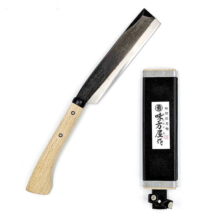 頑張って送料無料！】 日野浦刃物工房 味方屋作 鞘鉈 黒打仕上210mm