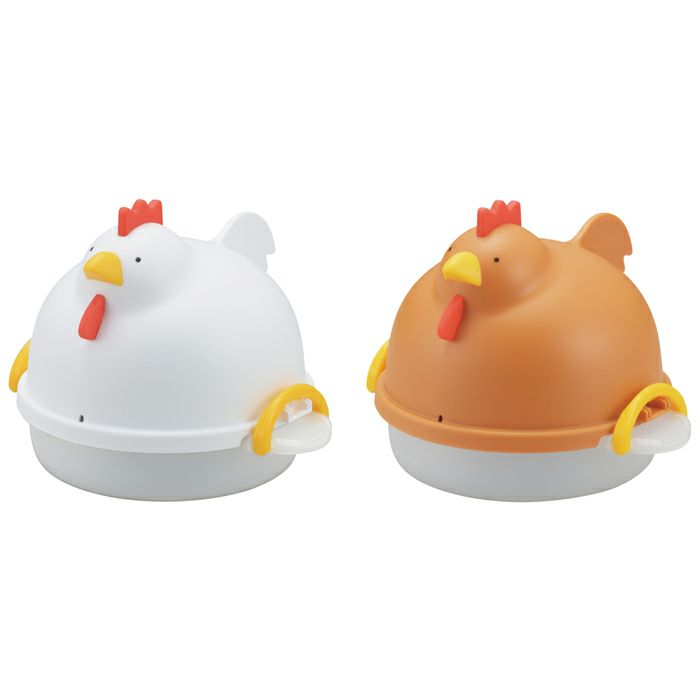 即納！最大半額！ レンジでらくチン！ゆでたまご 曙産業 にわとり型 RE-1506 4個用 ピンズ・ピンバッジ・缶バッジ